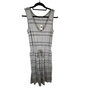 GAP Women Striped Drawstring Waist Sleeveless Midi Romper XS gray‎ white NWT
